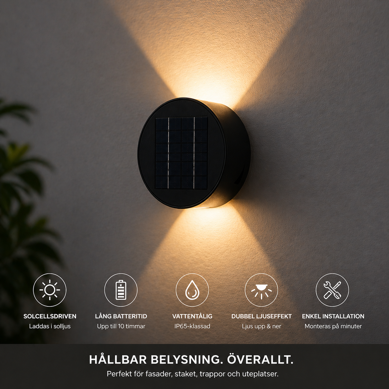 Solkrets | Solcellsvägglampa med 360° Rotation (2-pak)