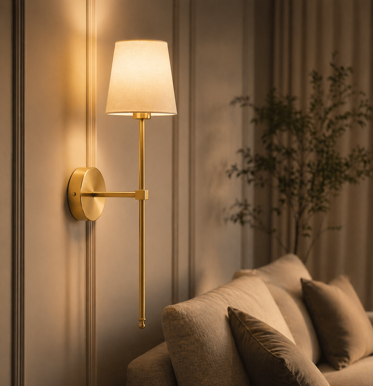 Goldén | Dæmpbar Væglampe i Slankt Design