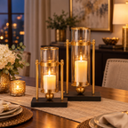 Lysholdere i glas & guld – 2-pak