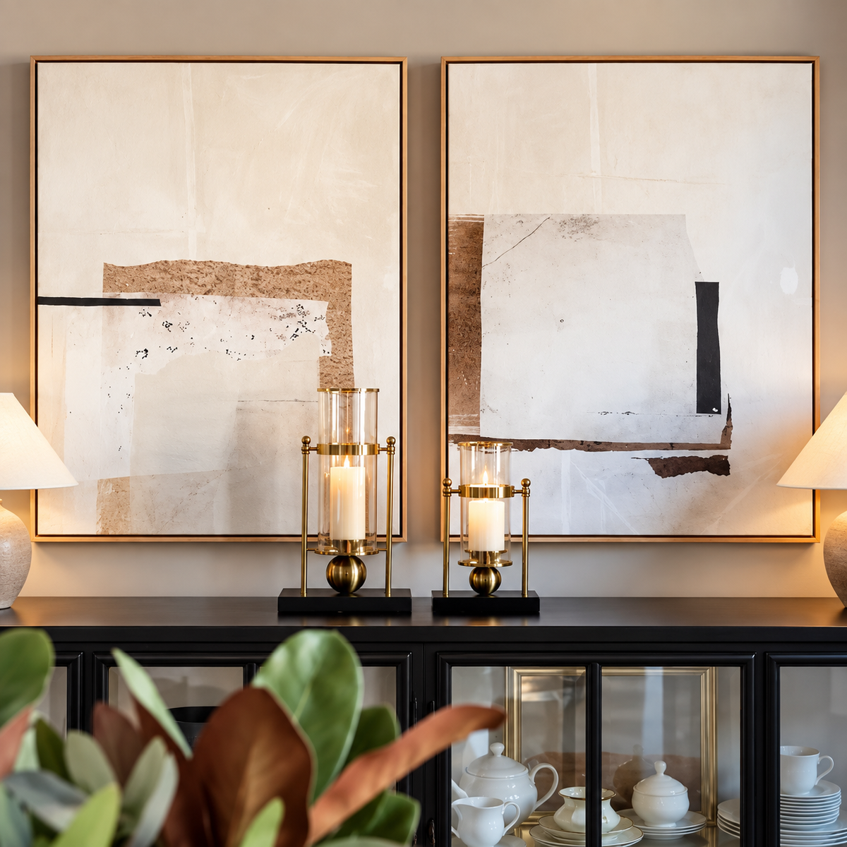 Lysholdere i glas & guld – 2-pak