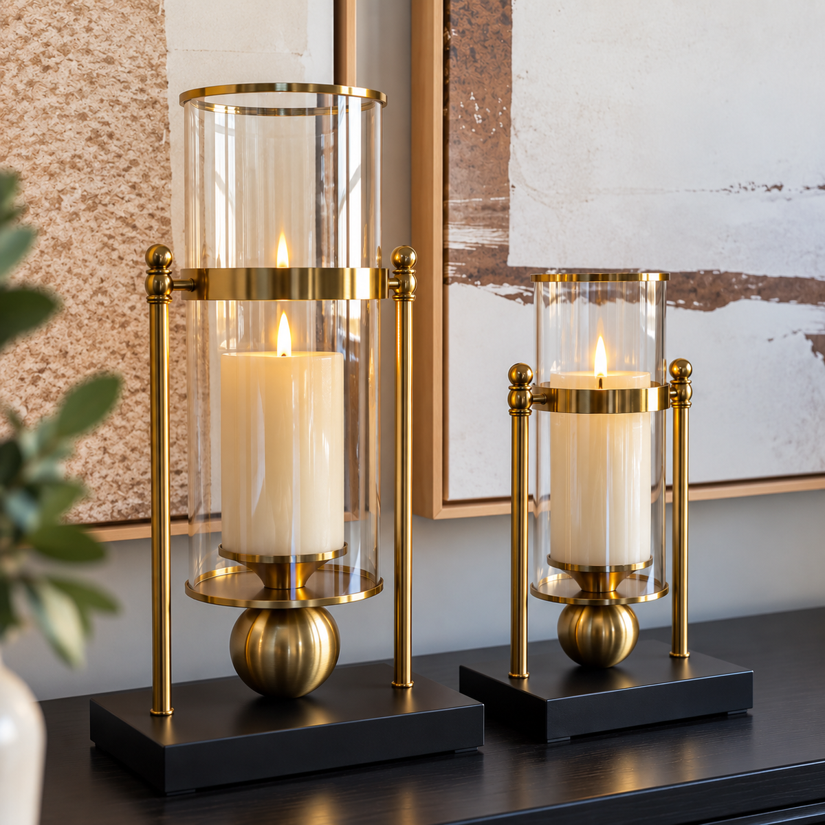Lysholdere i glas & guld – 2-pak