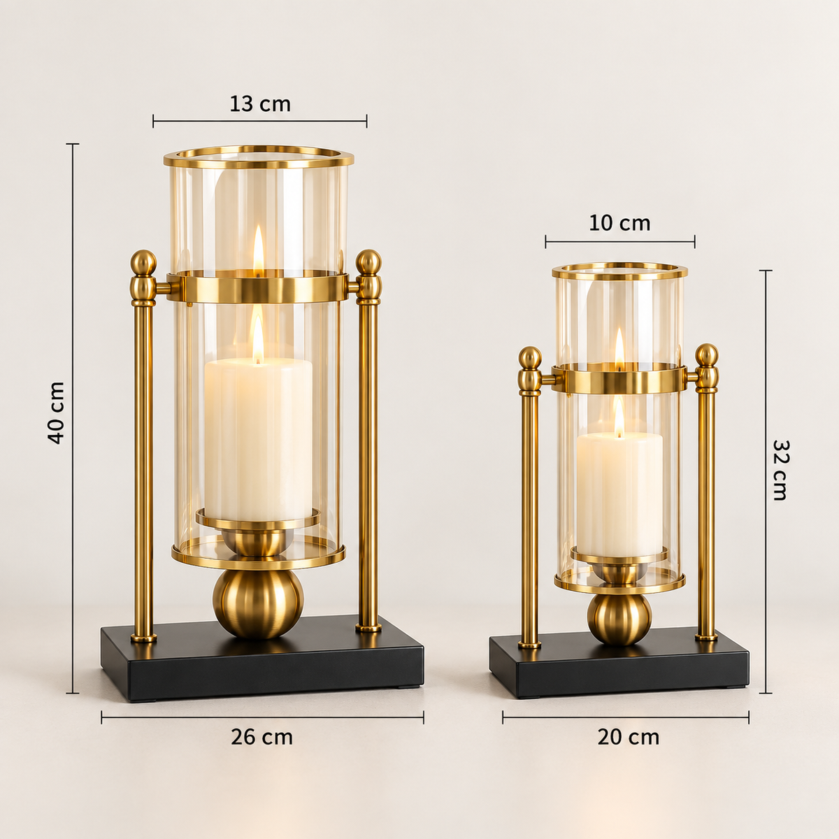 Lysholdere i glas & guld – 2-pak