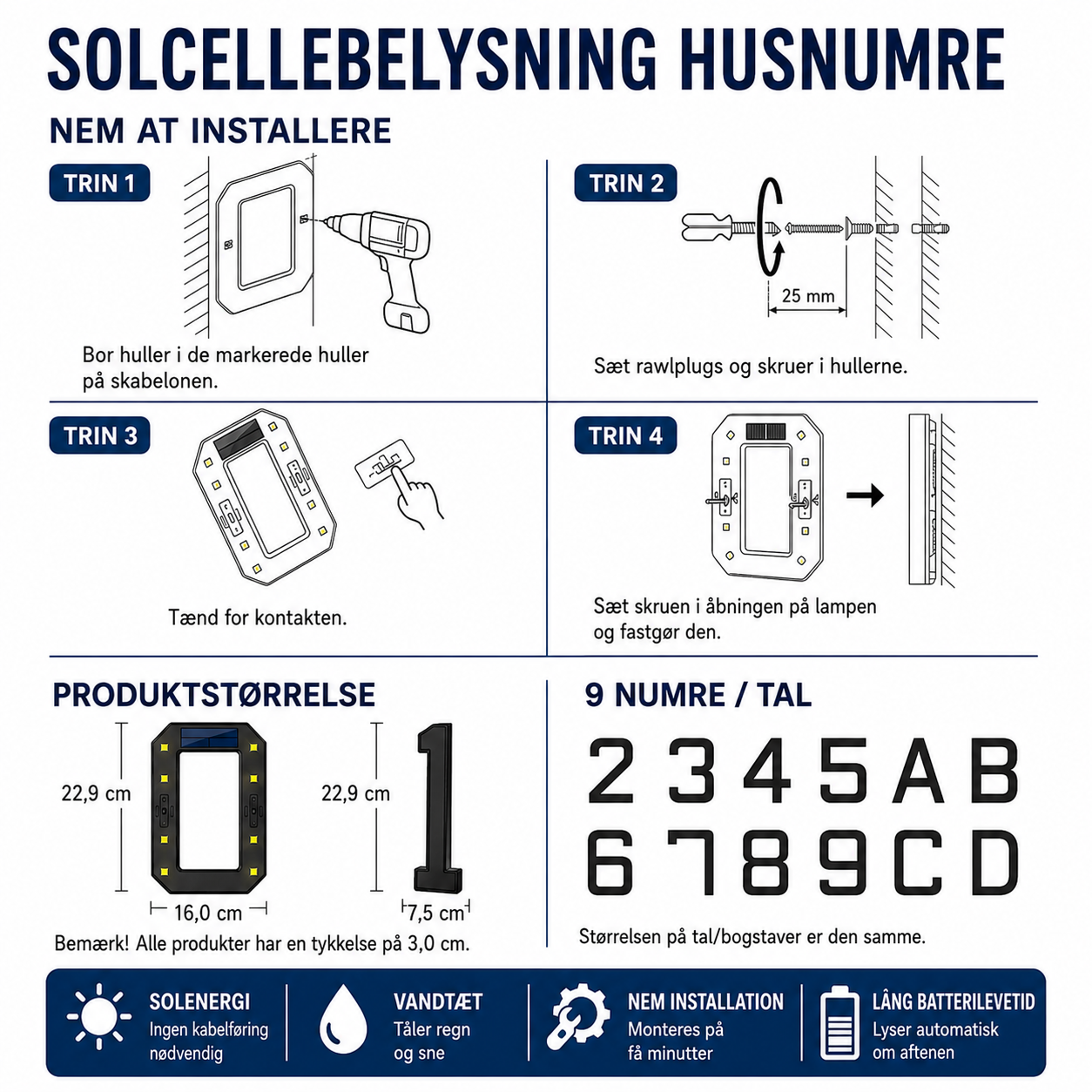 Vindahls Husnumre | Oplyste & Soldrevne