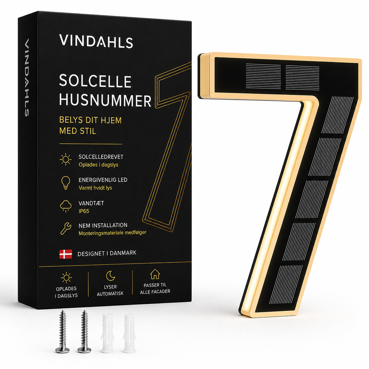 Vindahls Husnumre | Oplyste & Soldrevne